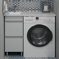 Stella Polare Тумба с раковиной Мадлен 105 L под стиральную машину белая – фотография-2